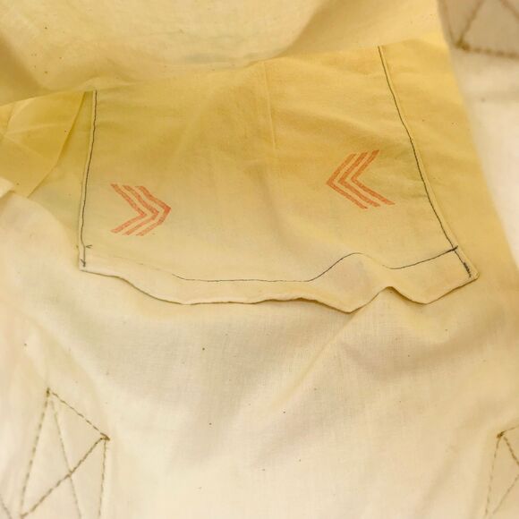 Reclaimed Feed Sack Tote Bag with Leather Crossbody Strap, Vintage, Grannycore - Picture 3 of 6